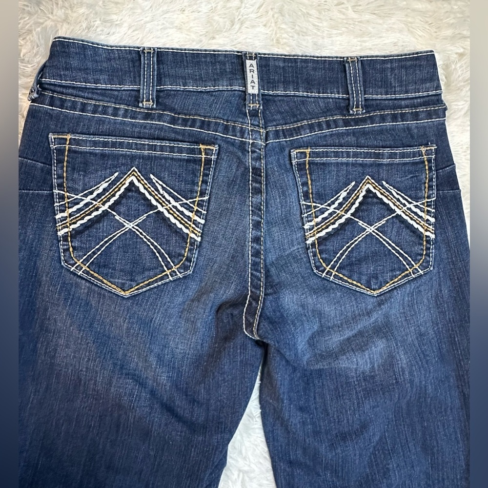 Ariat Real Denim jeans Stitching woman’s size 31 L X 34 Bootcut Western Stretch - Picture 7 of 12